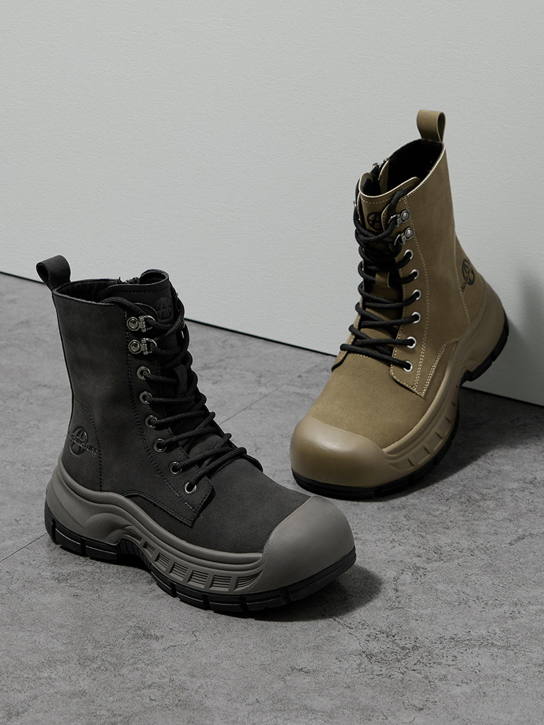 Gray Protective-Toe Platform Combat Boots - View 29