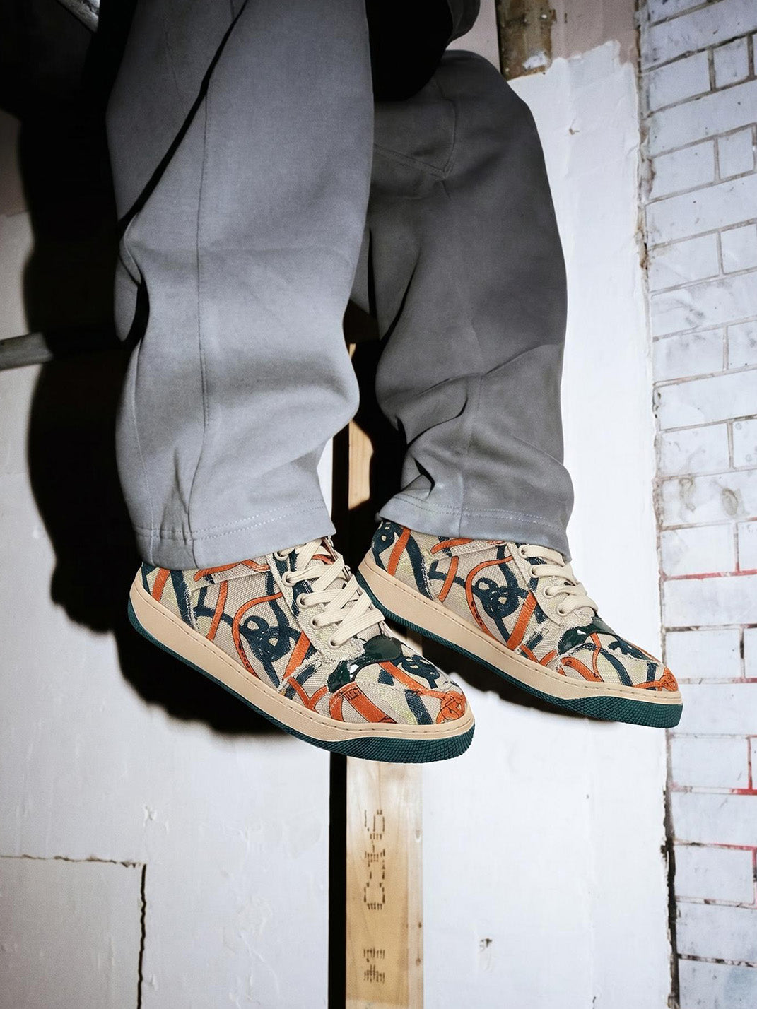 Green Graffiti Canvas Low-Top Sneakers - View 3