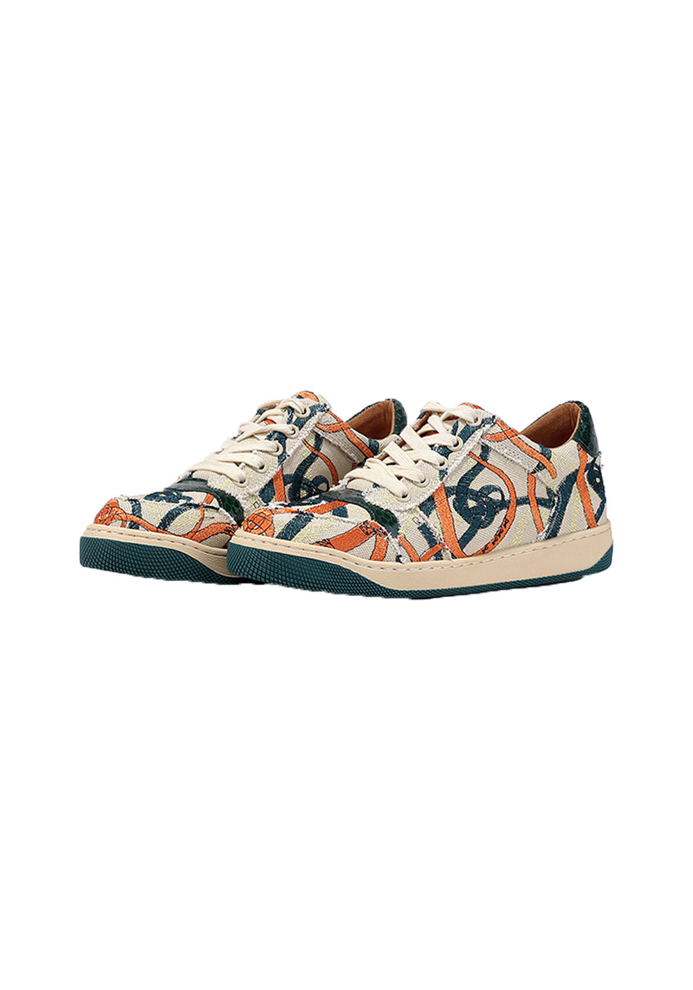 Green Graffiti Canvas Low-Top Sneakers - View 4