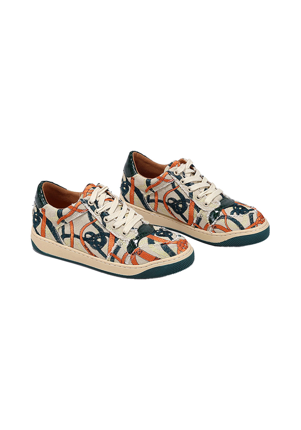 Green Graffiti Canvas Low-Top Sneakers - View 6