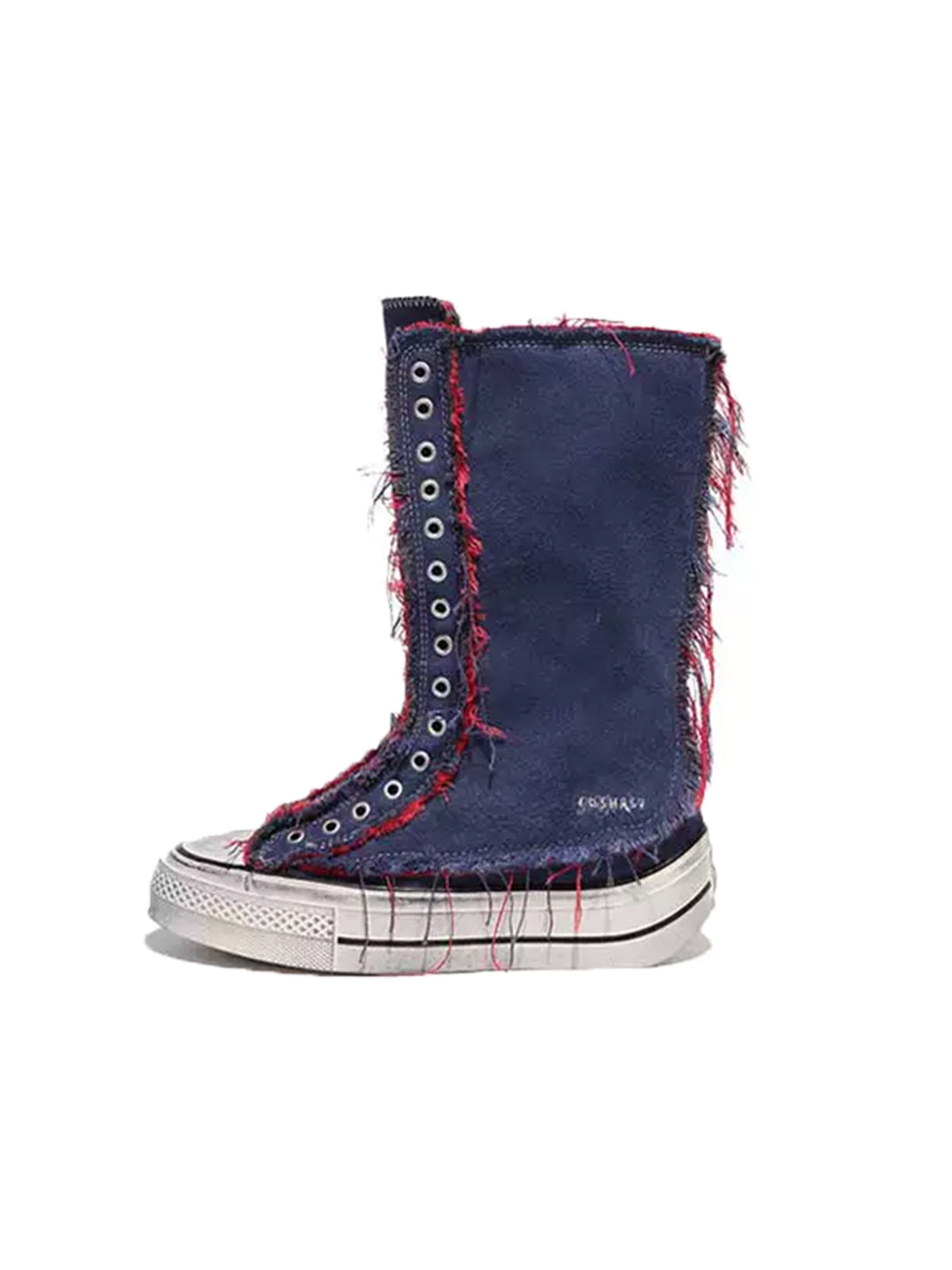 Distressed High-Top Canvas Platform Boots - View 11