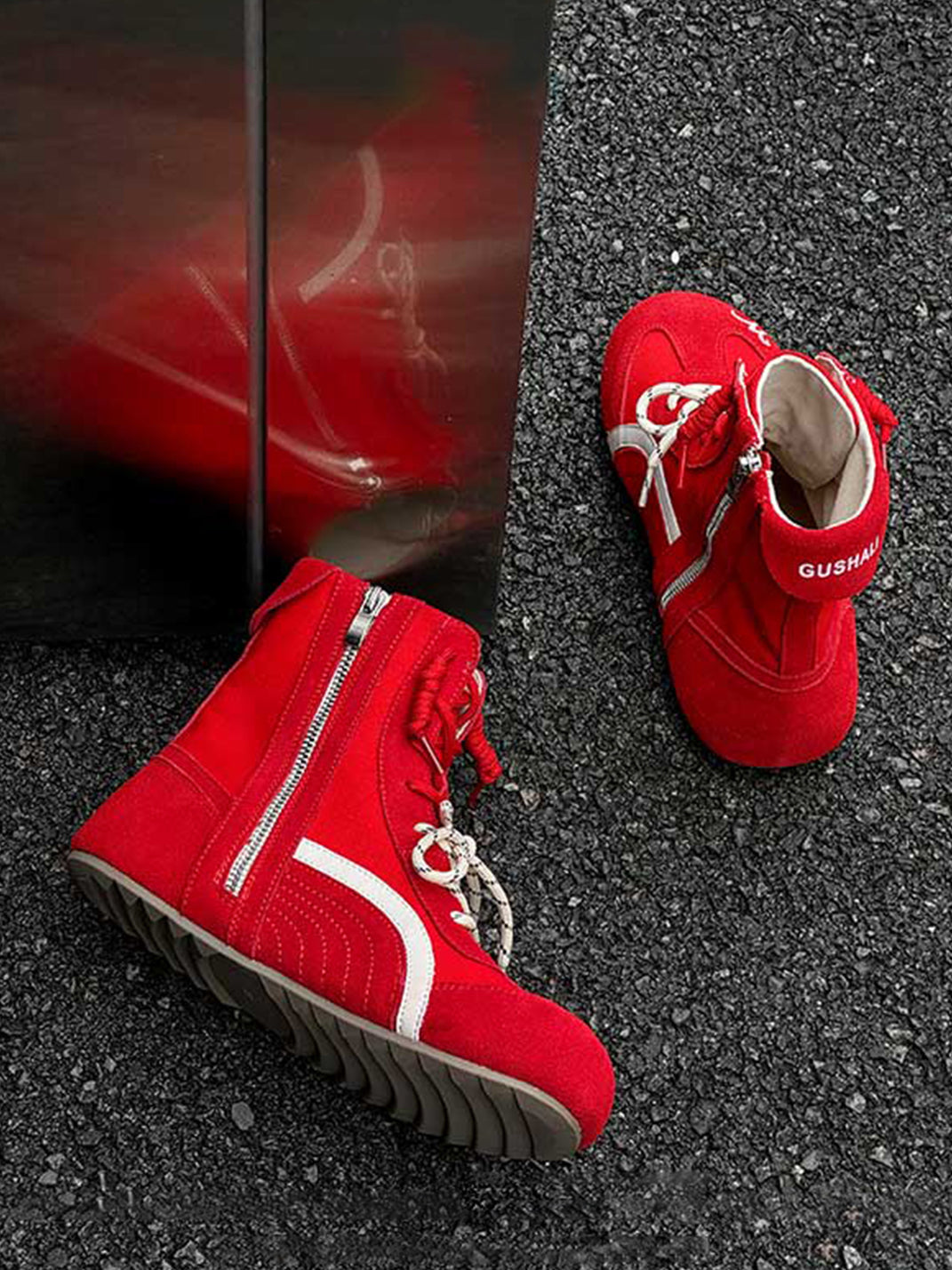 Double-Lace Suede Racing Training Boots - View 5