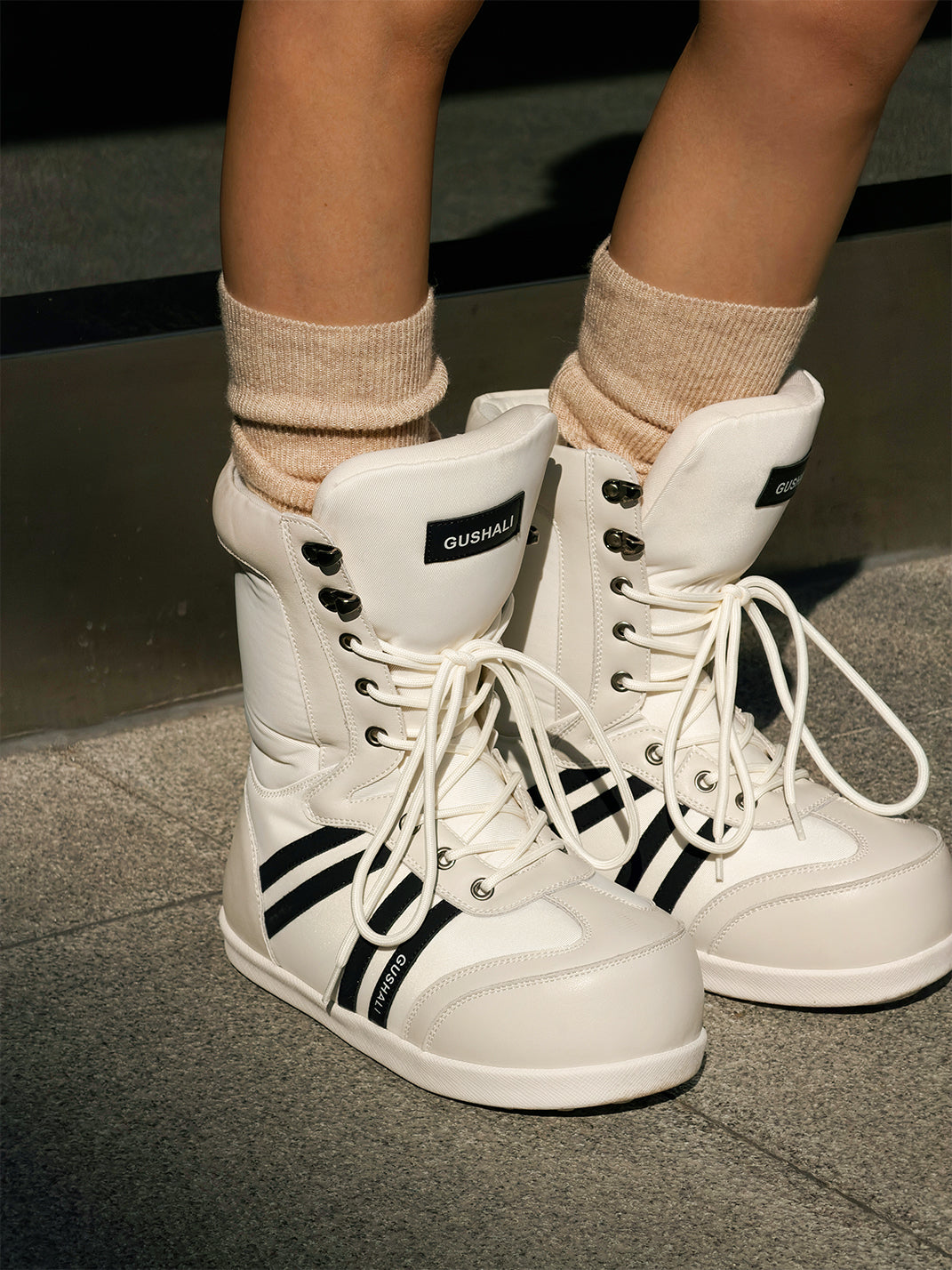 Fleece-Lined Graphic Lace-Up Snow Boots - View 2