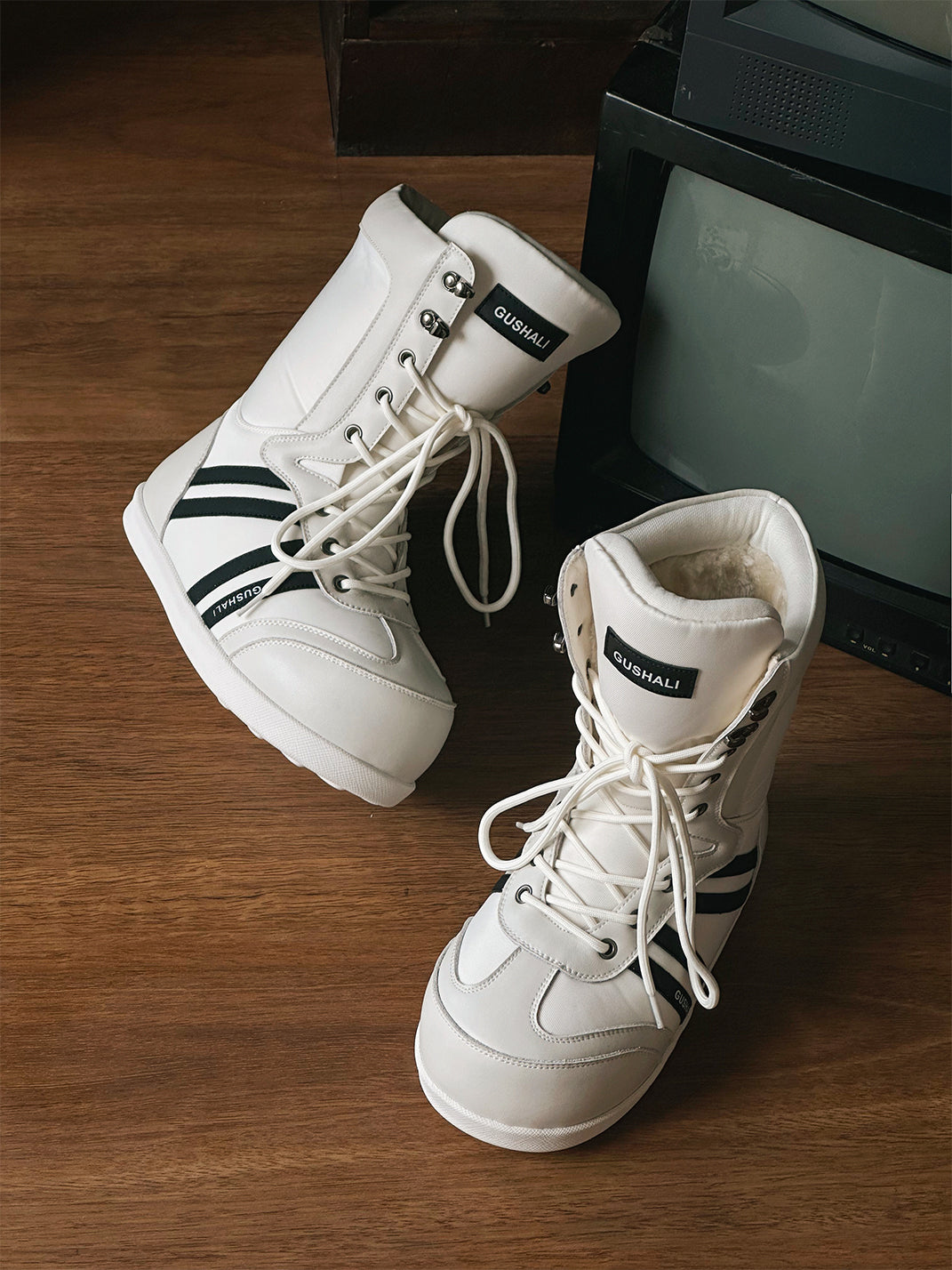 Fleece-Lined Graphic Lace-Up Snow Boots - View 5
