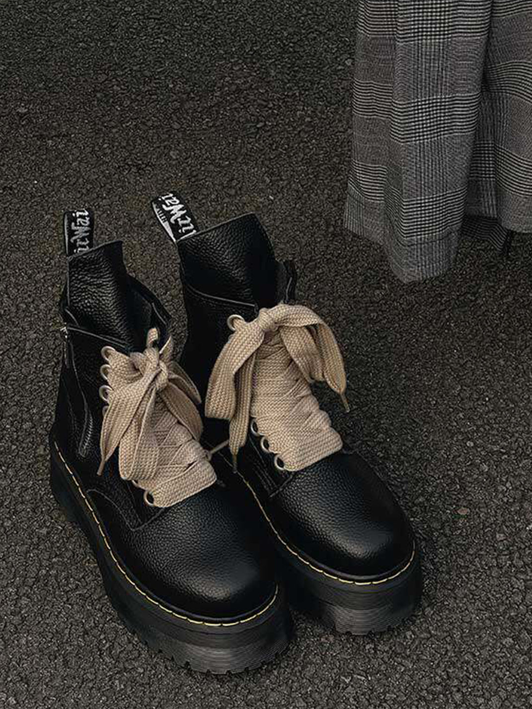 Ribbon-Laced Chunky Side-Zip Combat Boots - View 10