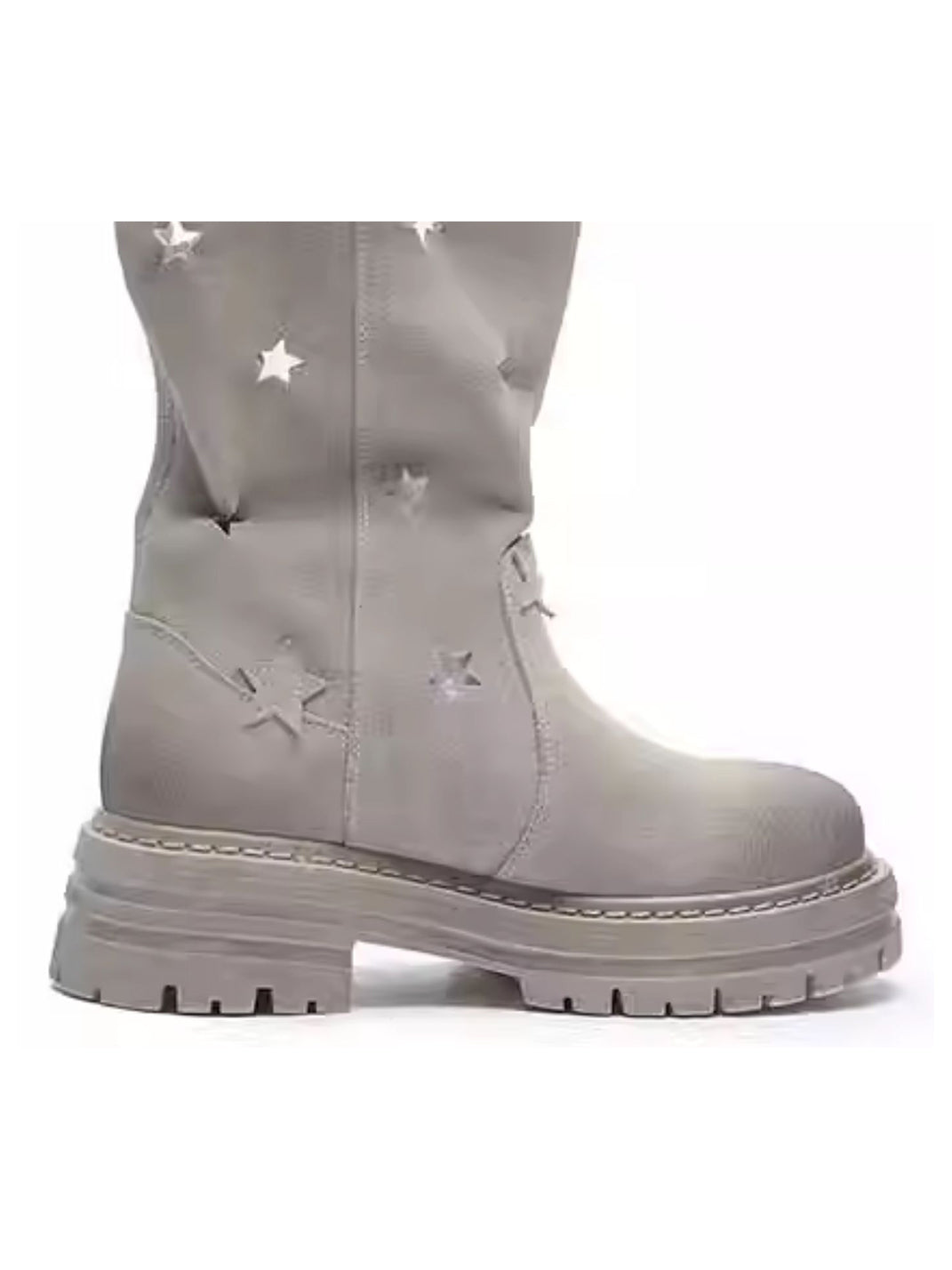Gray Perforated-Star Nubuck Platform Boots - View 8