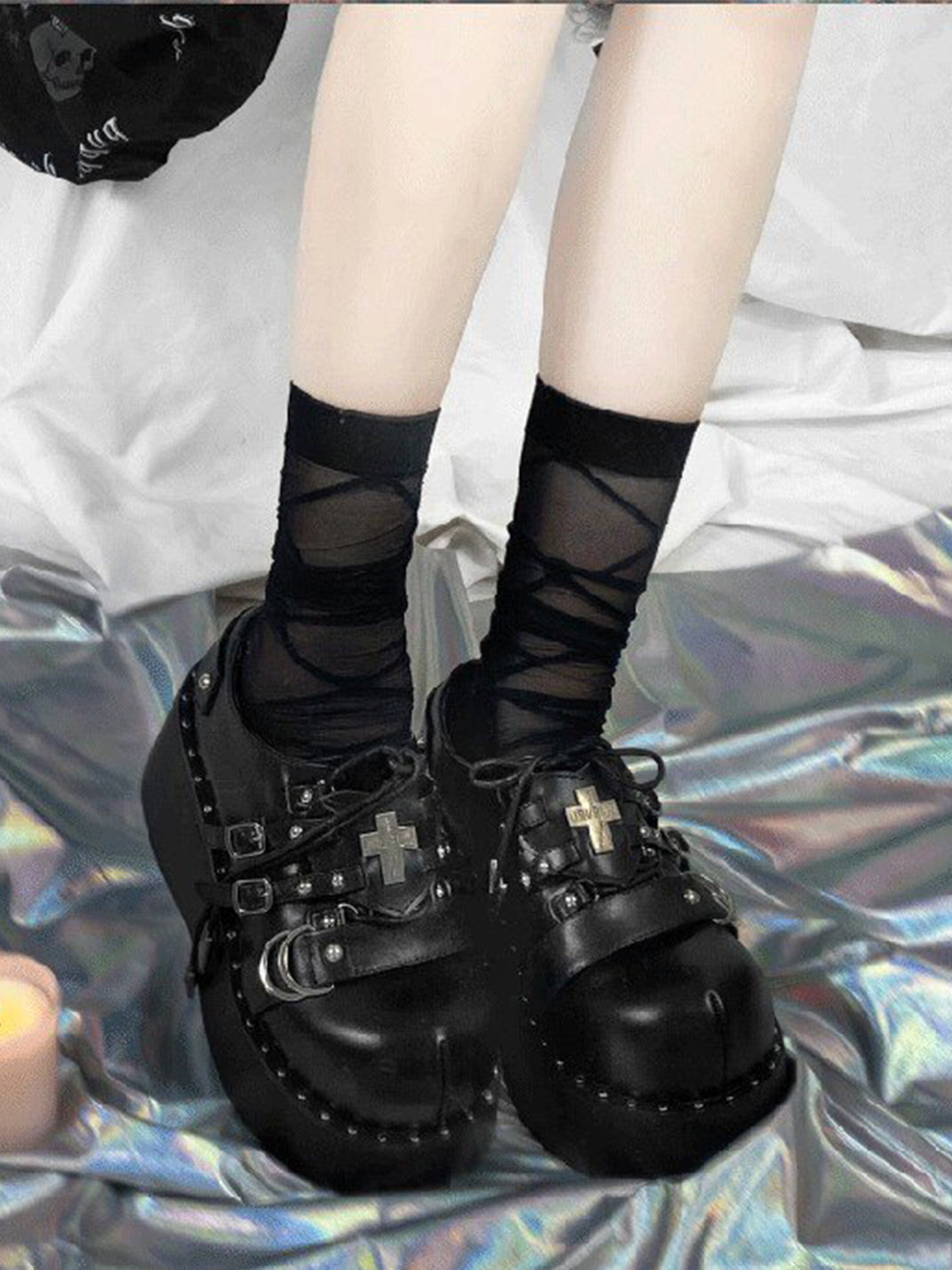 Multi-Buckle Gothic Platform Mary Janes - View 2