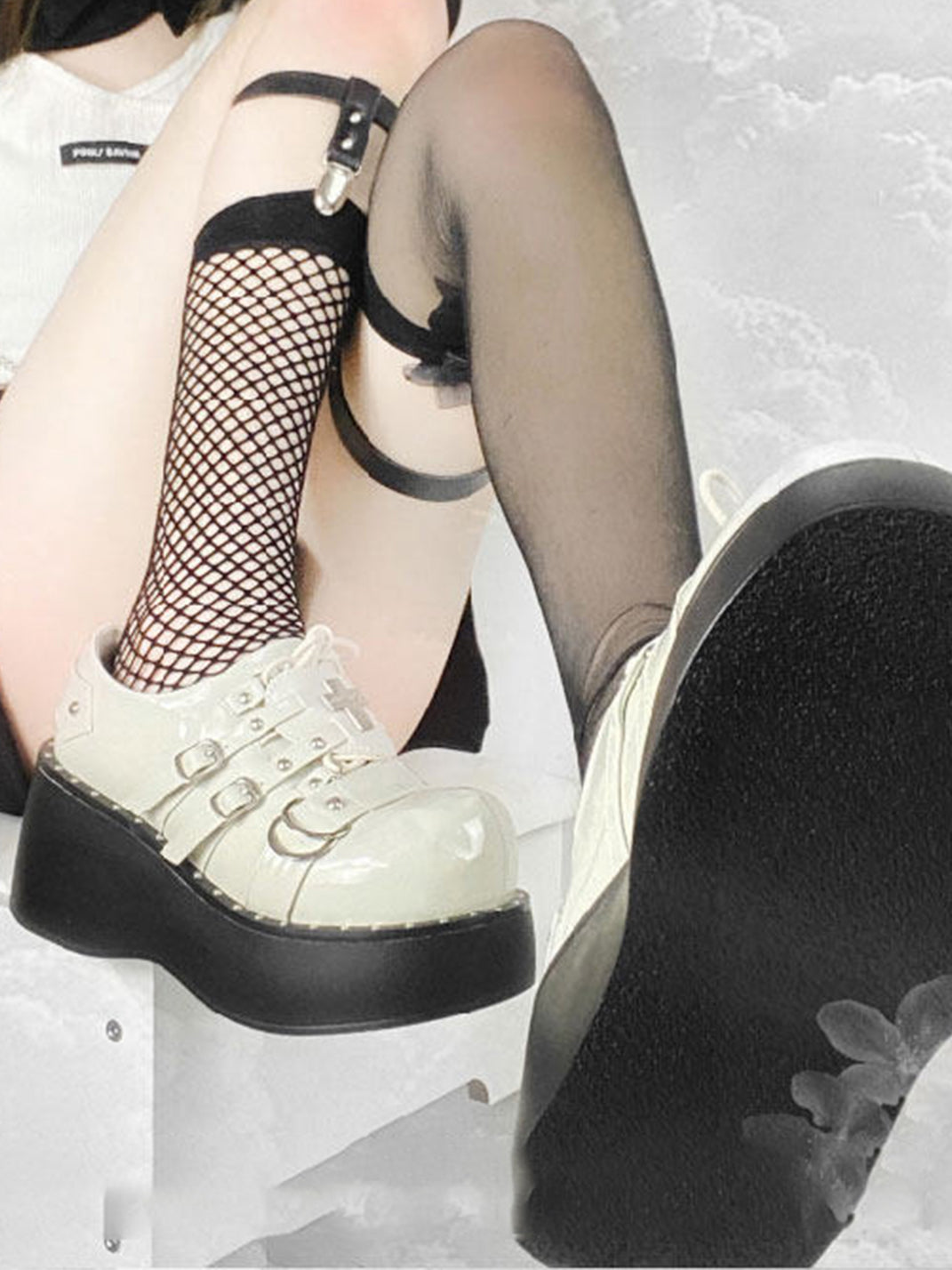 Multi-Buckle Gothic Platform Mary Janes - View 9