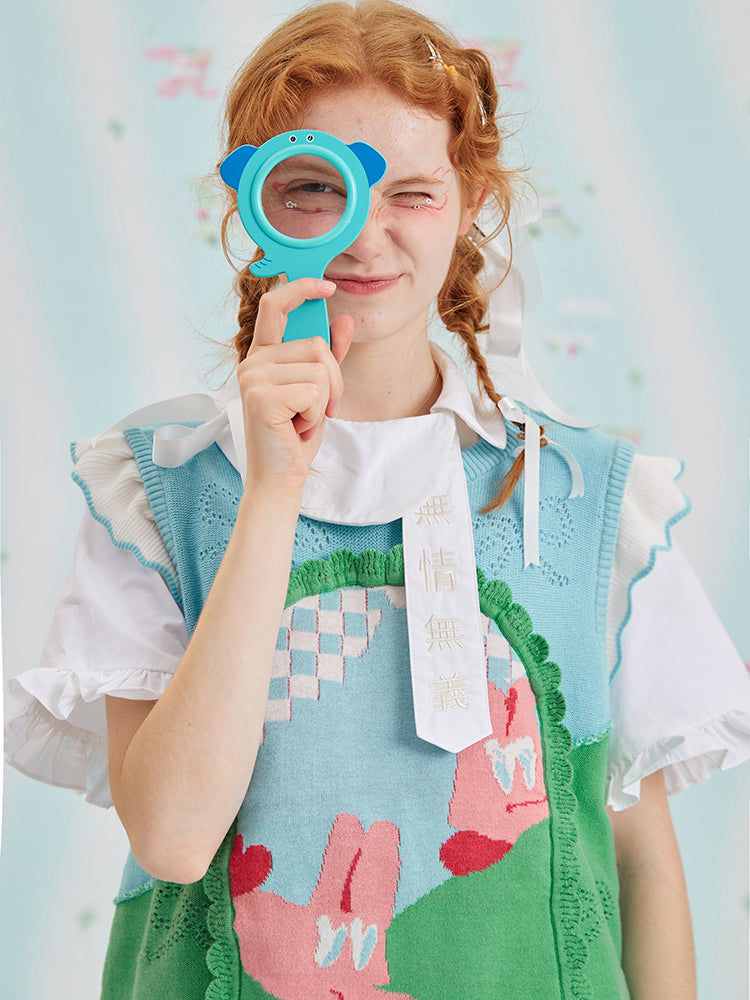 Mint Bunny Pattern Sweater Vest Top