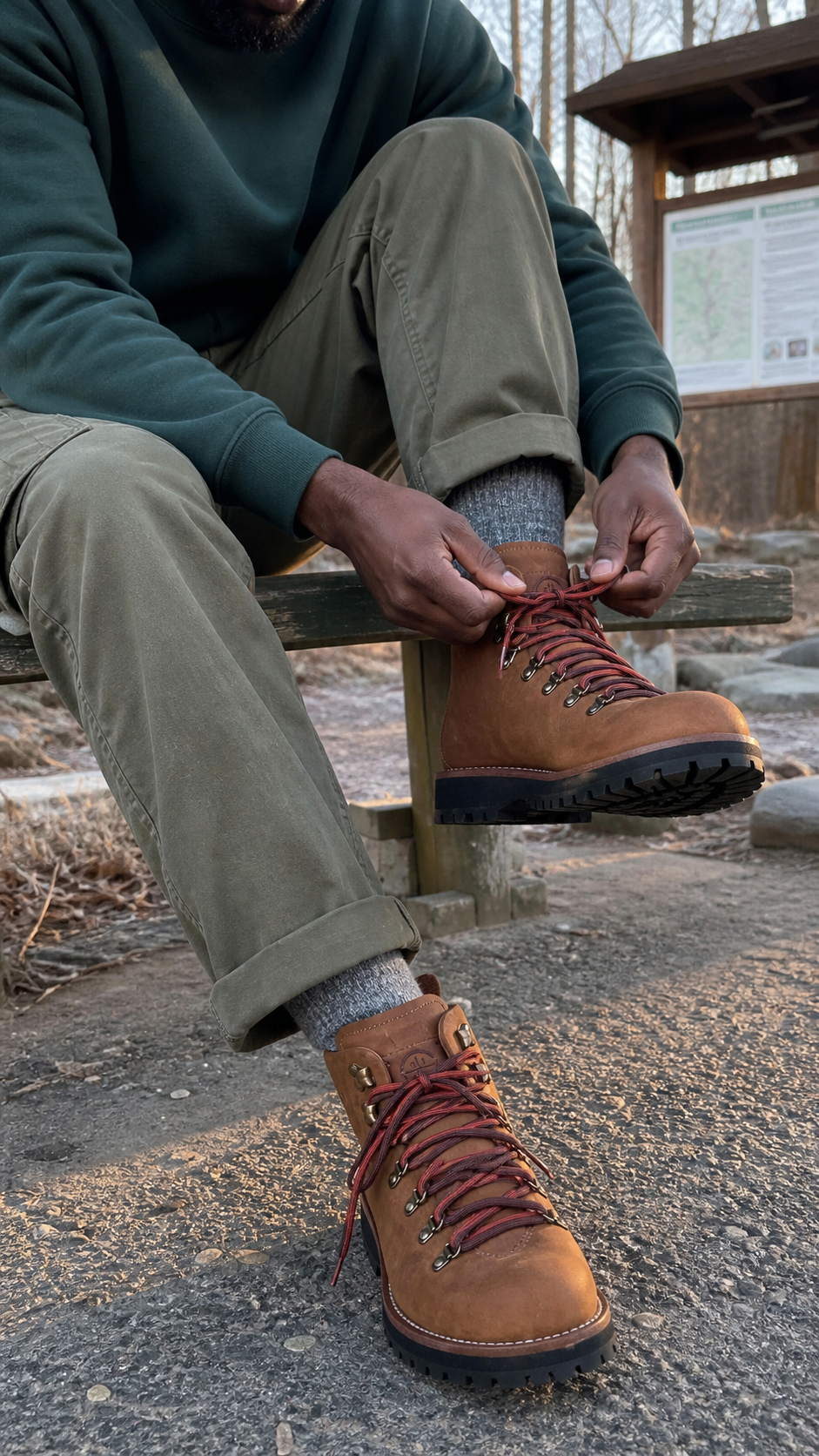 Heritage Leather Hiking Boots brown colorway natural UGC showcase 1