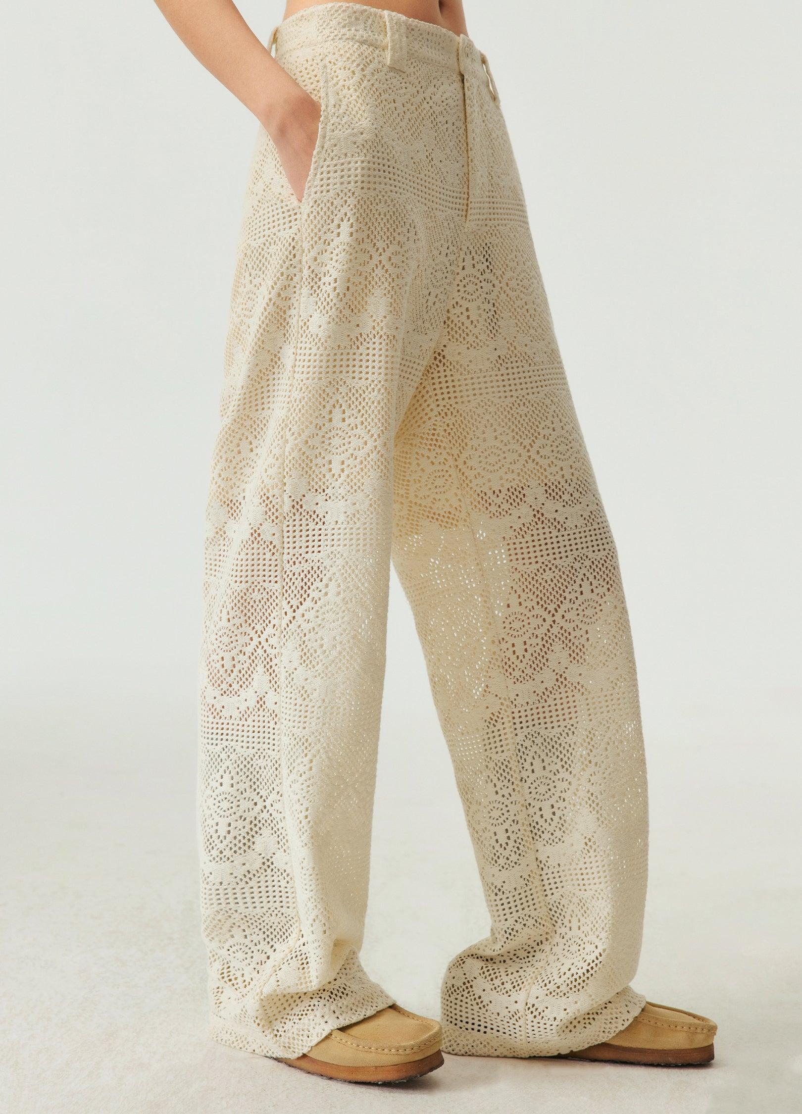 Elegant Unisex Spiral Lace Trousers - chiclara