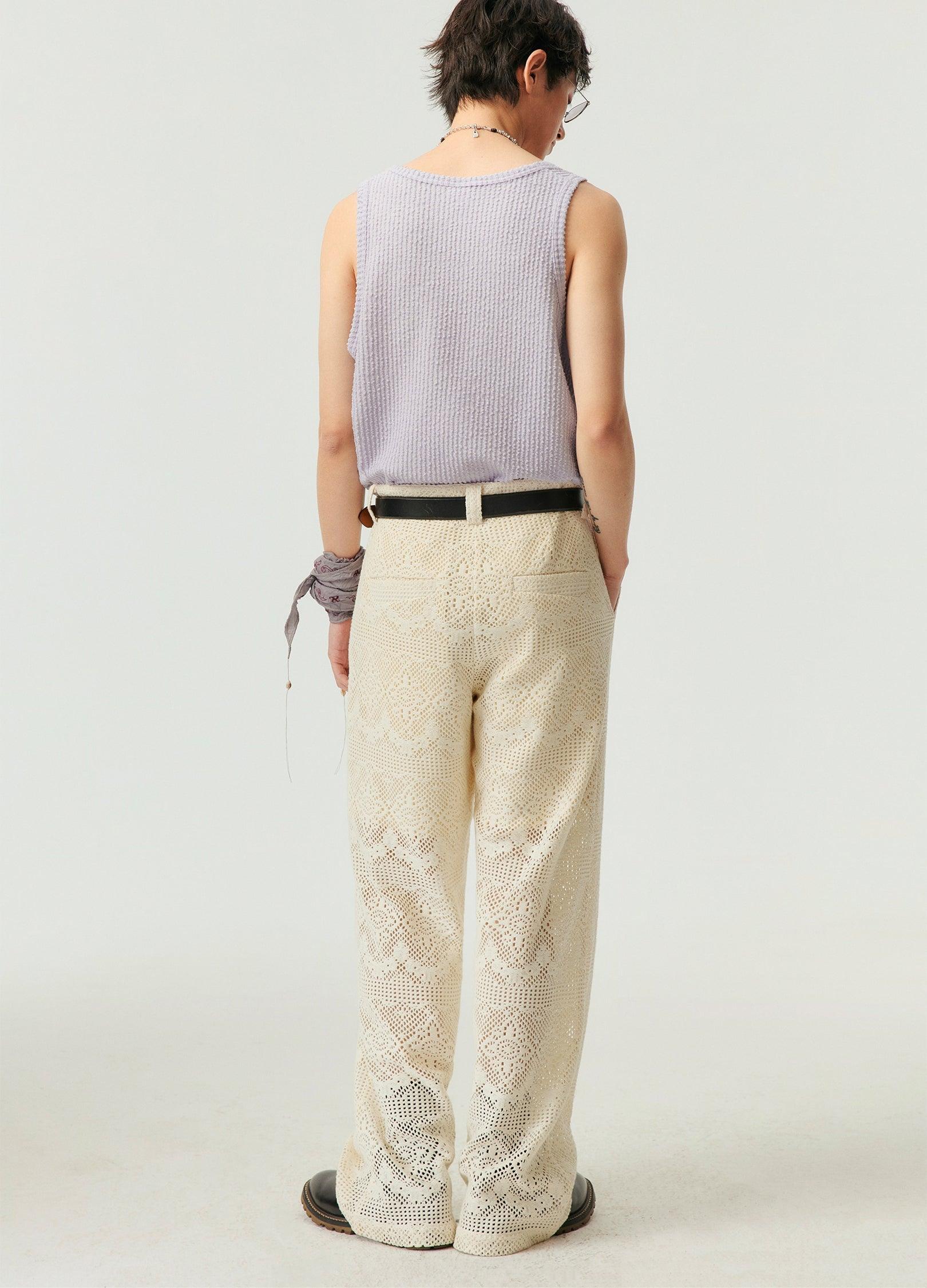 Elegant Unisex Spiral Lace Trousers - chiclara