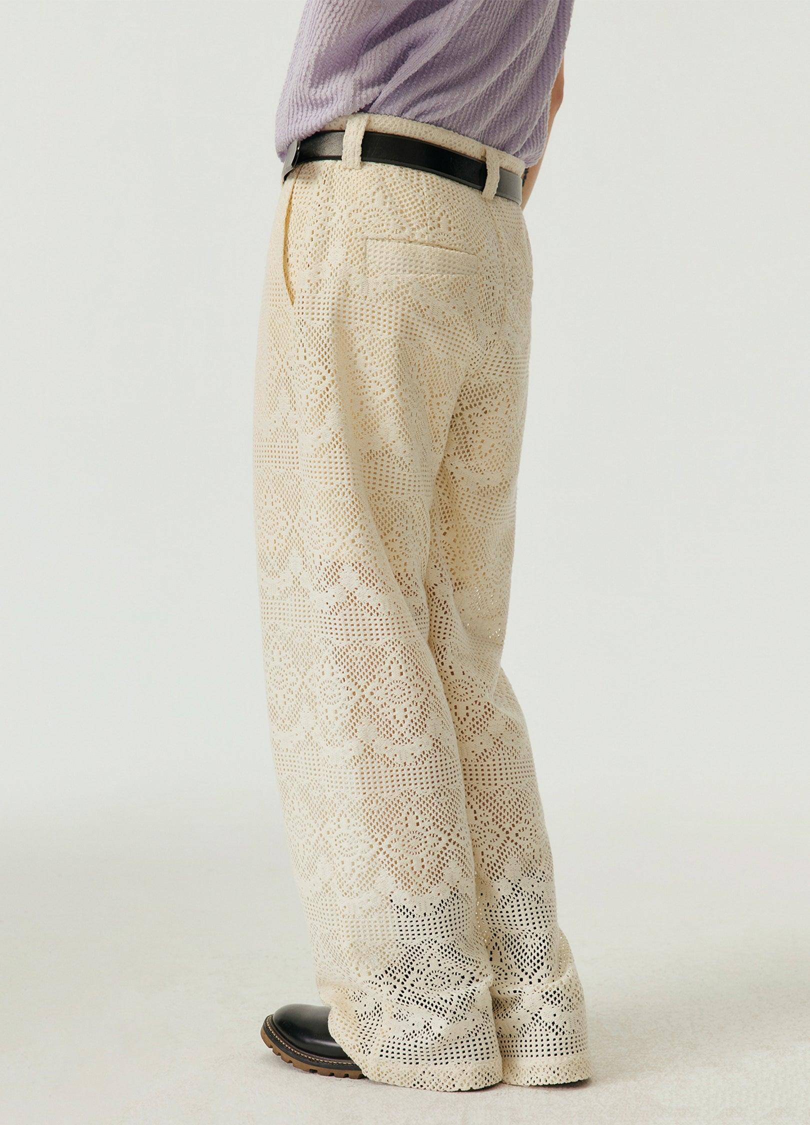 Elegant Unisex Spiral Lace Trousers - chiclara