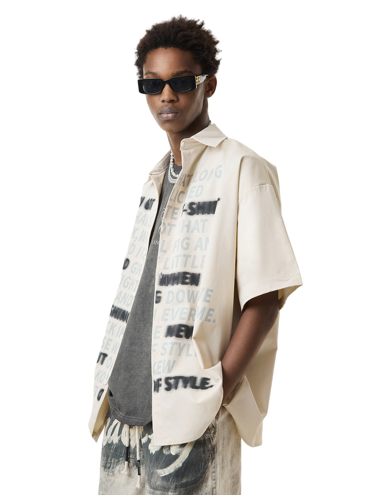 Thesupermade Street Letter Print Short Sleeve Shirt