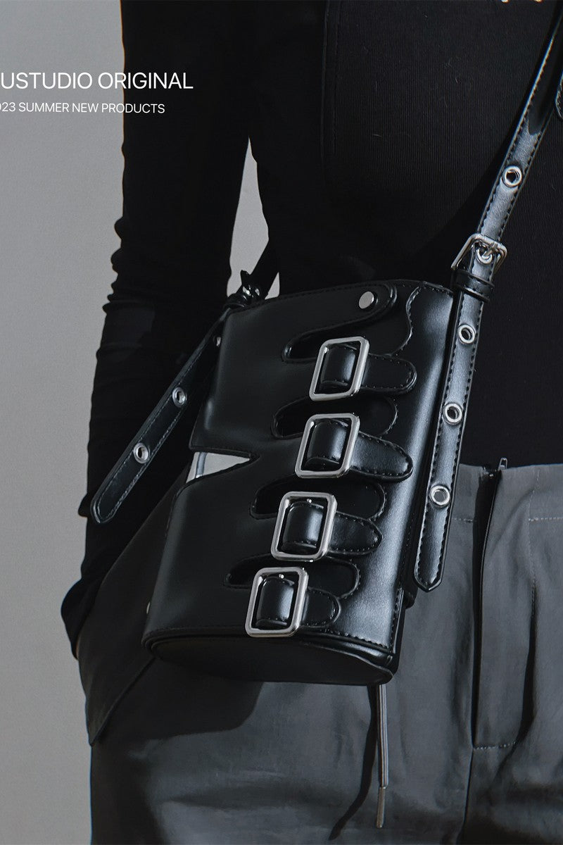 Gothic Multi Buckle Crossbody Bag
