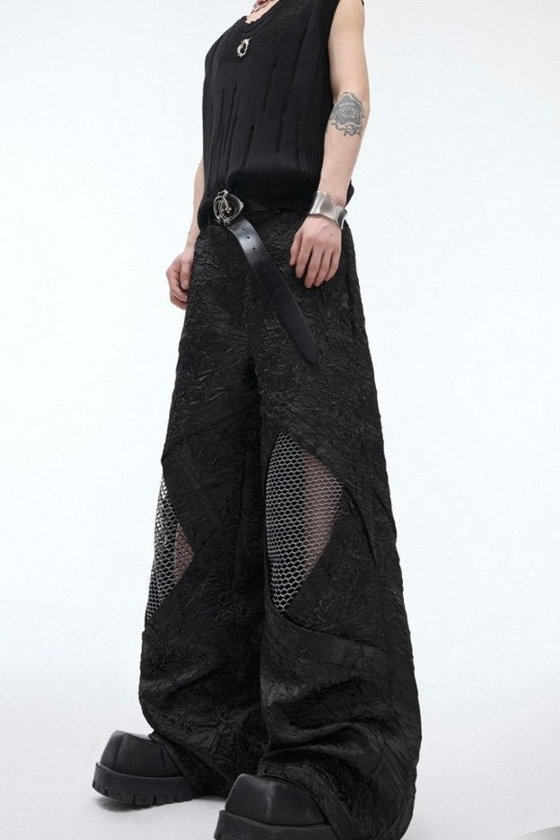 Pleated Mesh Deconstructed Trousers - chiclara