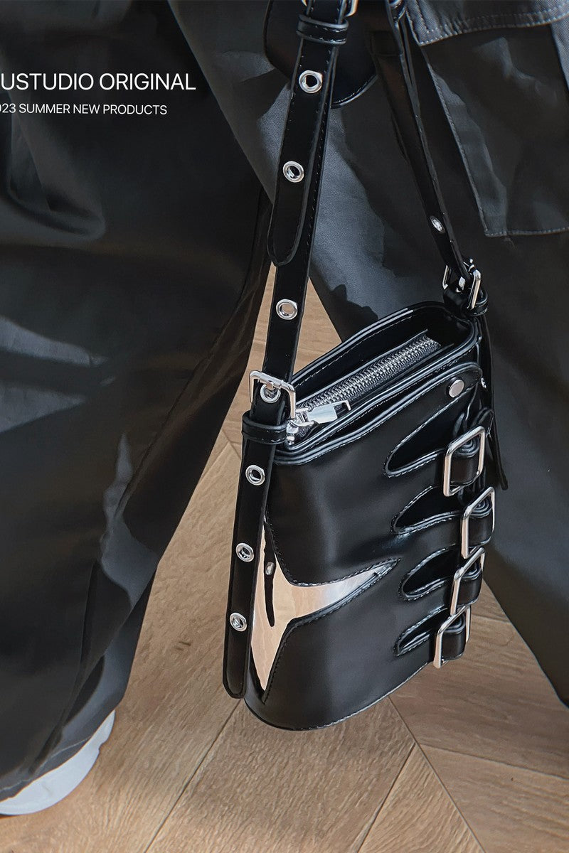 Gothic Multi Buckle Crossbody Bag