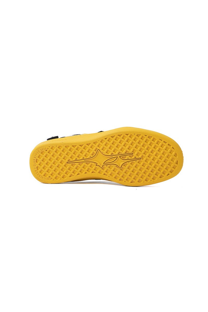 Yellow Velcro Court Sneakers with Black Logo