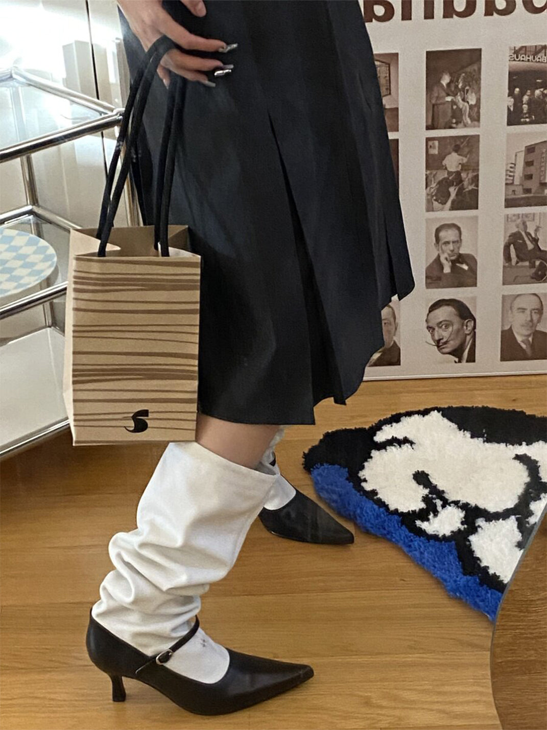 Two-Tone Pointed-Toe Knee-High Boots - View 7