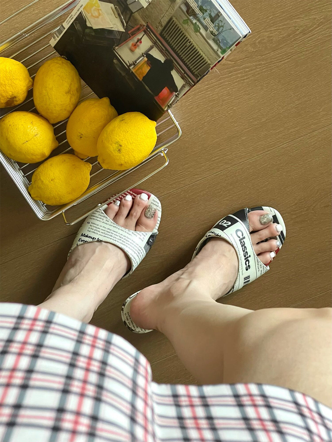 Newspaper-Print Bow Heels and Flats - View 9