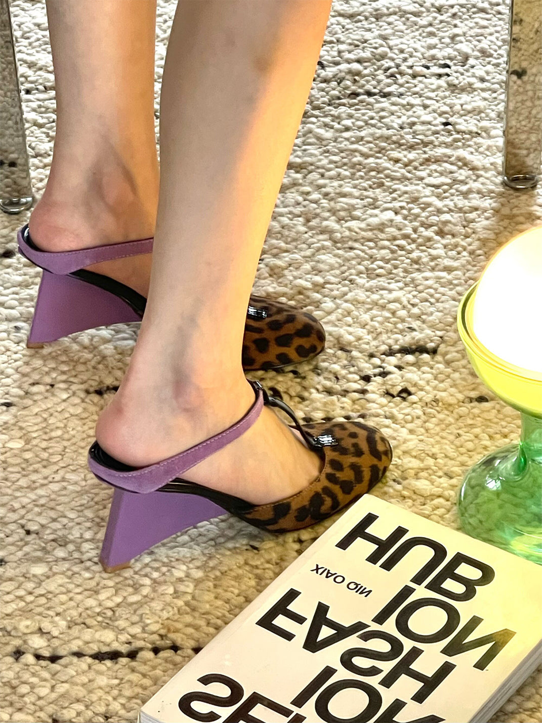 Leopard-Panel Colorblock 8 cm Heeled Mules - View 3