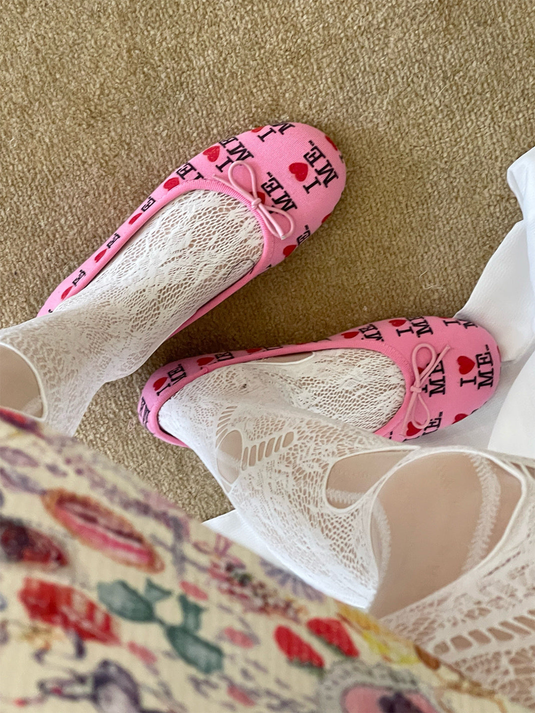 Logo-Print Round-Toe Ballet Flats - View 4