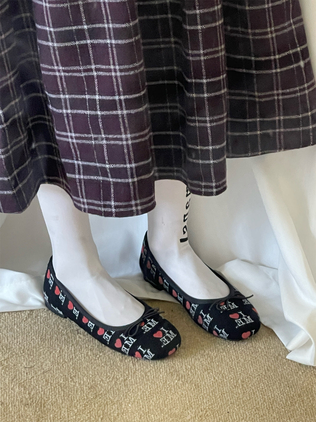 Logo-Print Round-Toe Ballet Flats - View 7