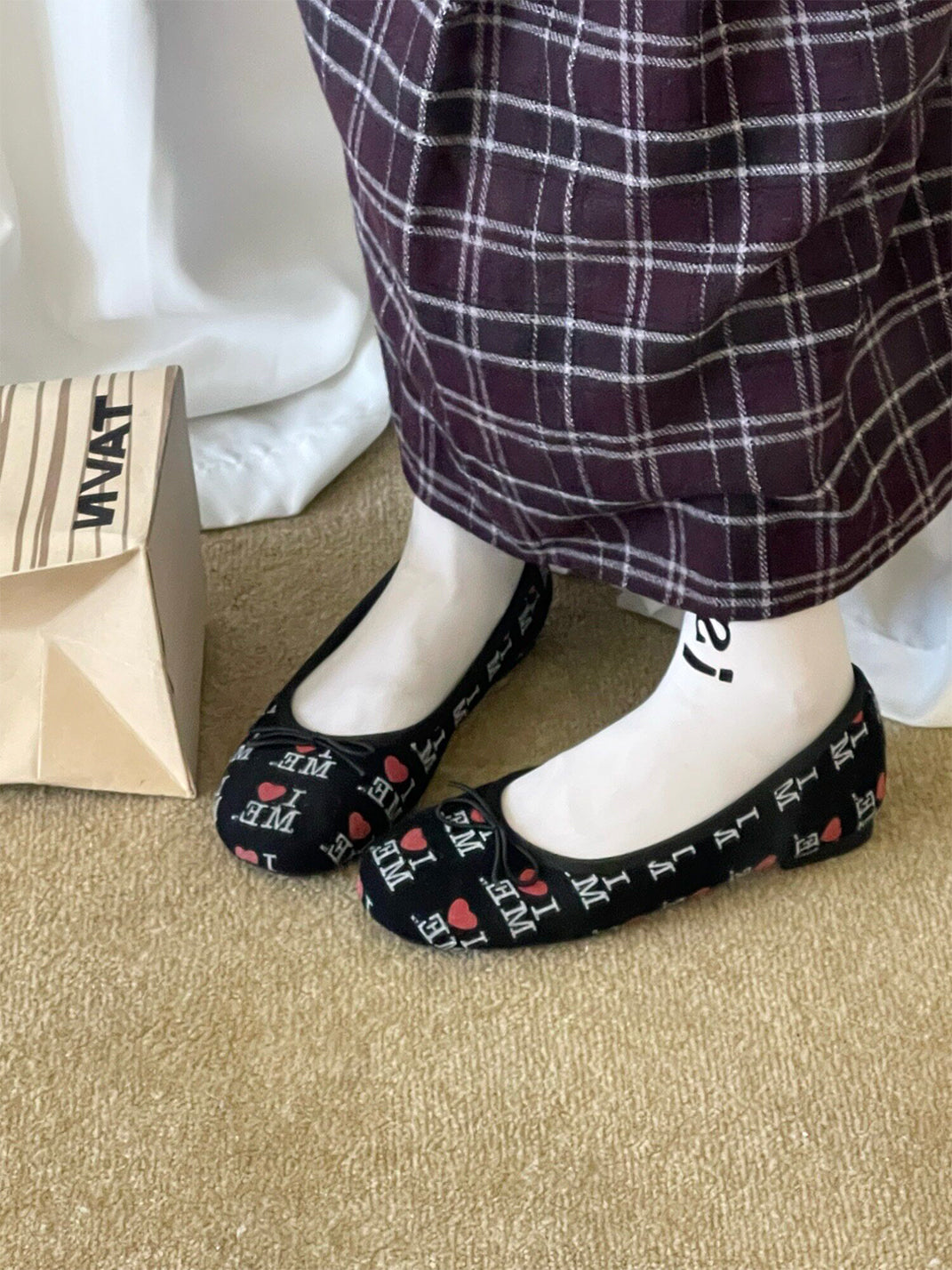 Logo-Print Round-Toe Ballet Flats - View 9