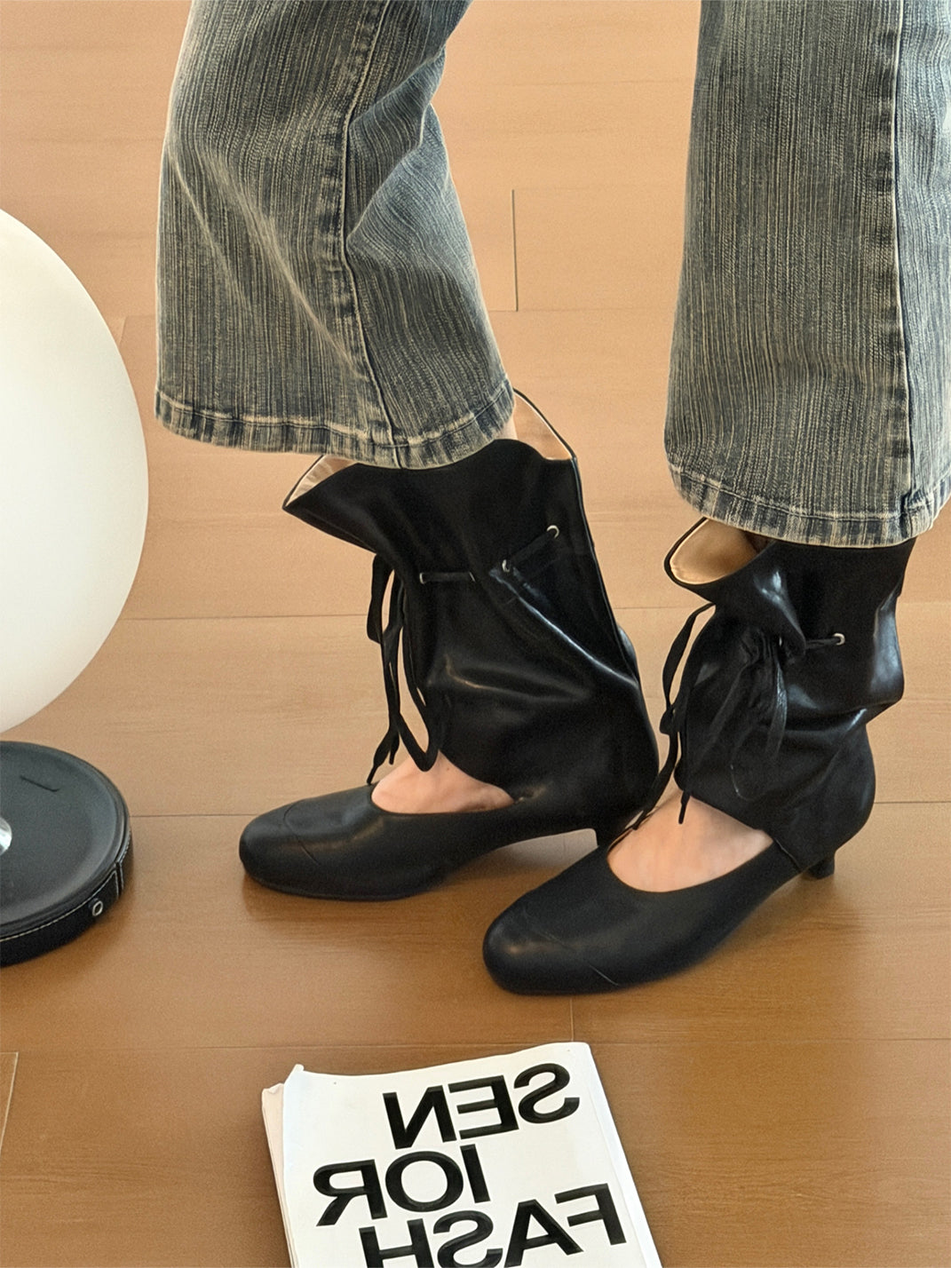 Lace-Up Slouch Leather Sandal Boots - View 3