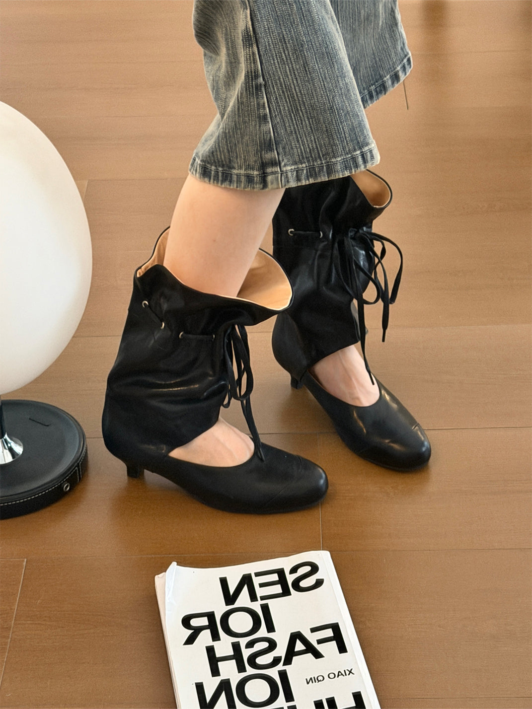Lace-Up Slouch Leather Sandal Boots - View 4
