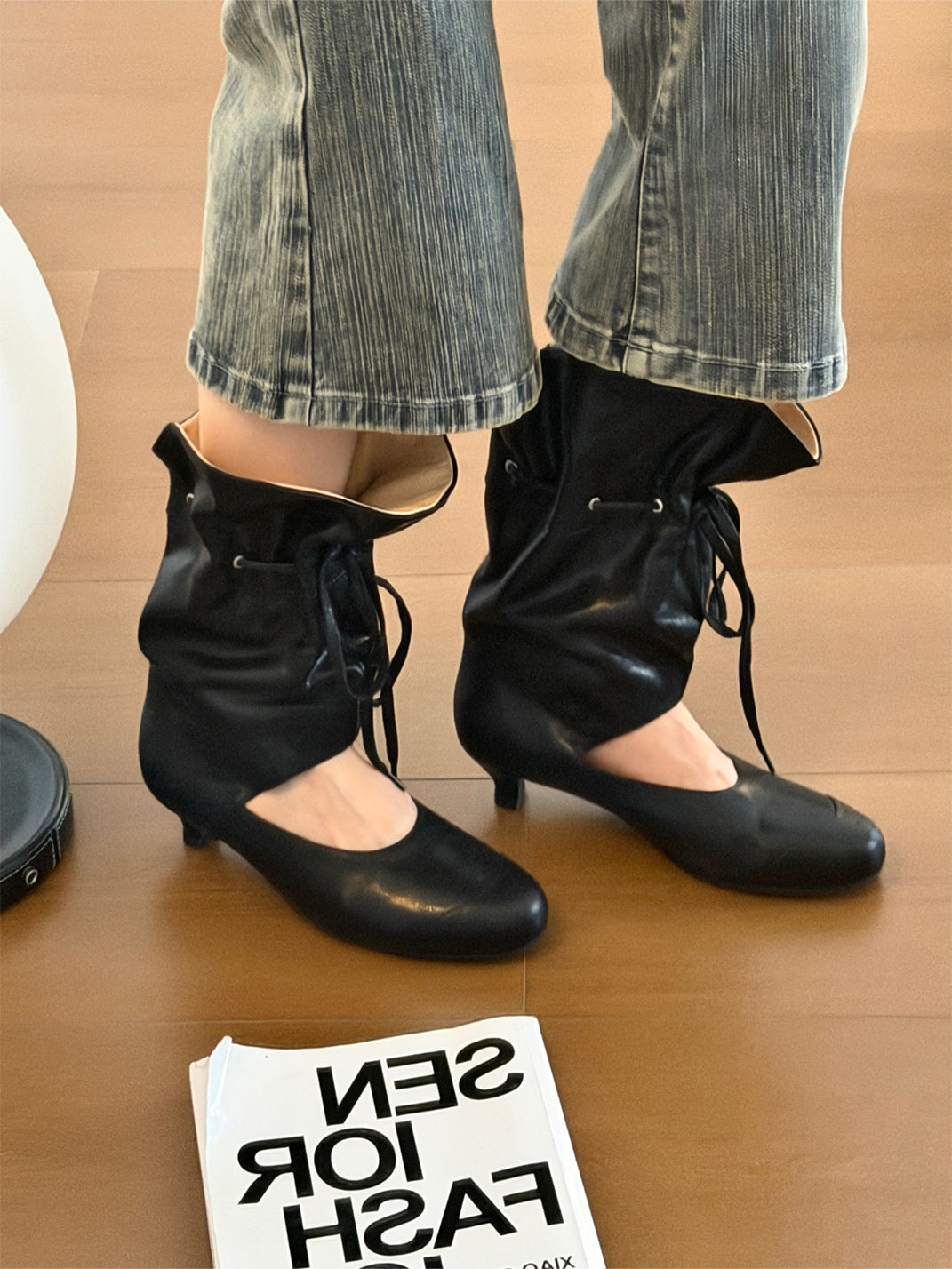 Lace-Up Slouch Leather Sandal Boots - View 5