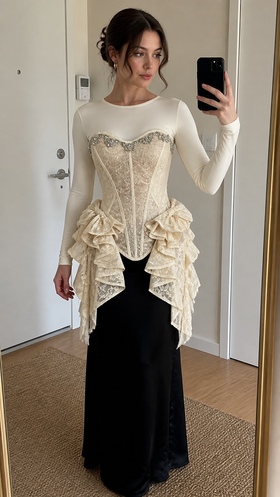 Ivory Beaded Bow Corset Top natural UGC showcase 1