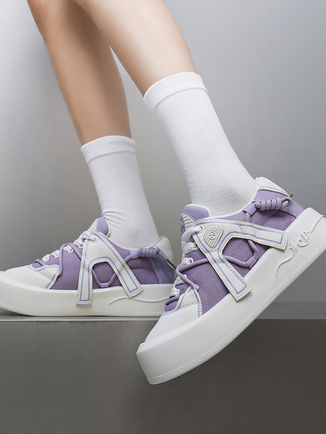 Ivory Buckle-Lace Platform Sneakers - View 11
