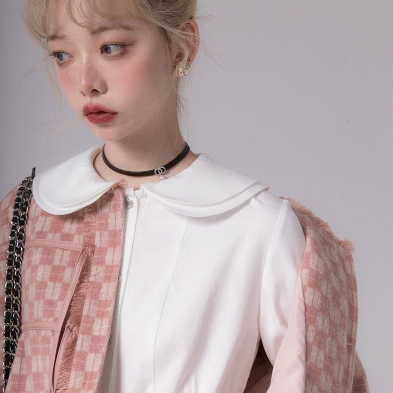 Porcelain Petal Collar Blouse