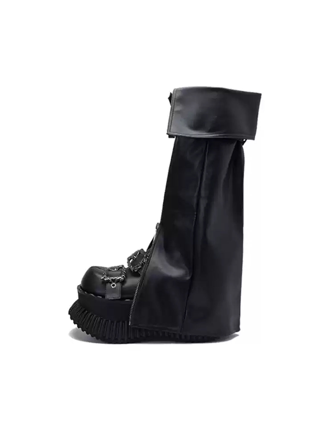 Foldover Buckle Platform Knee-High Boots