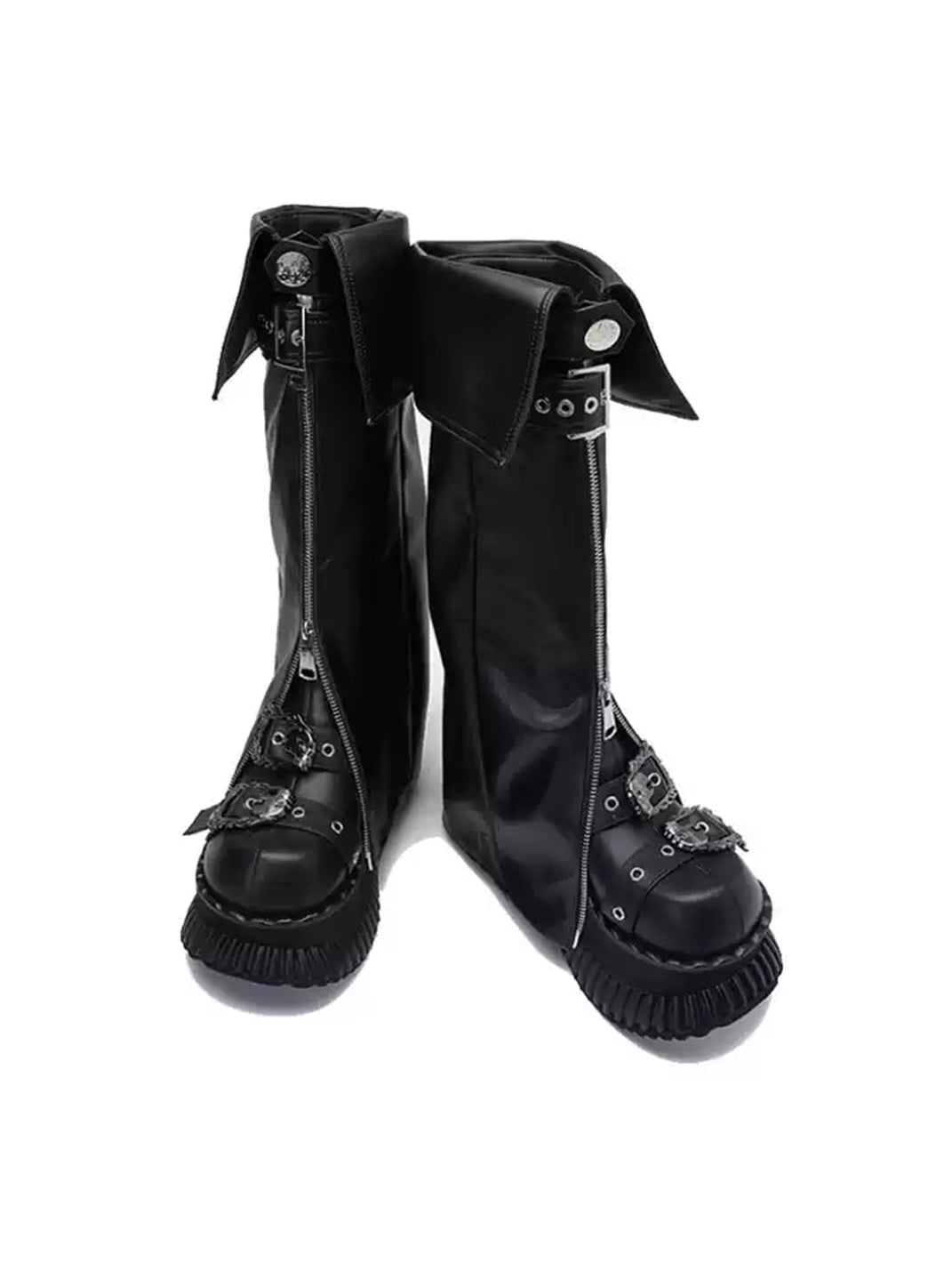 Foldover Buckle Platform Knee-High Boots - View 8