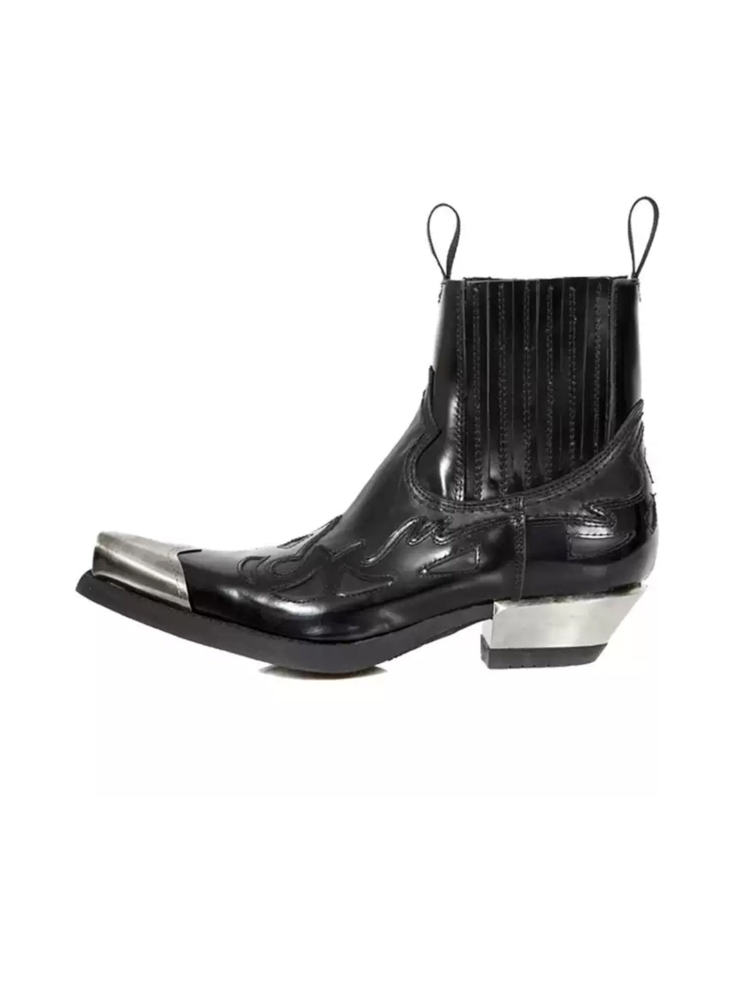 Metallic-Toe Block-Heel Chelsea Boots