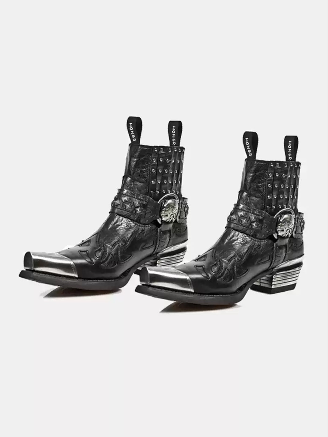 Rivet-Buckle Pointed-Toe Chelsea Boots - View 4