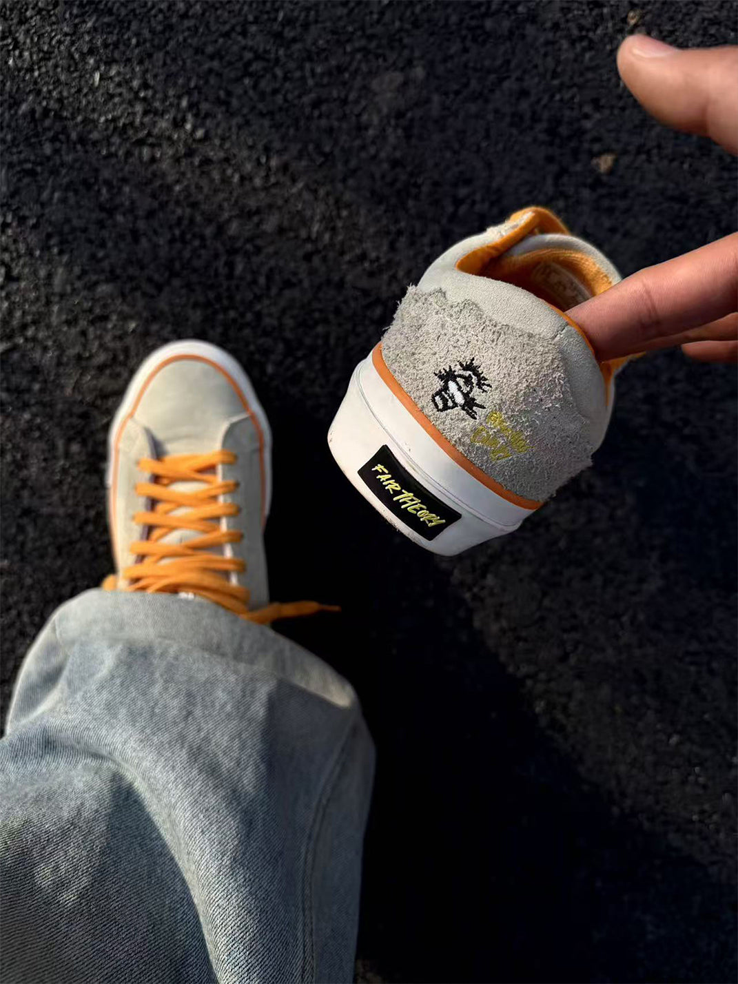 Orange-Laced Colorblock Suede Skate Shoes - View 5