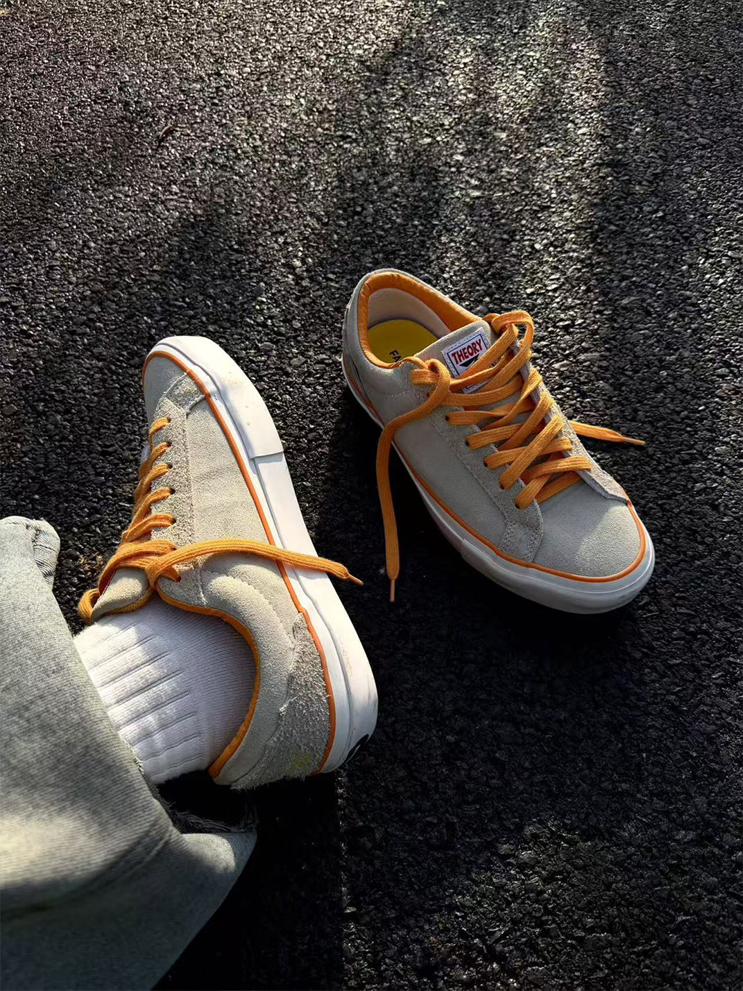 Orange-Laced Colorblock Suede Skate Shoes - View 6