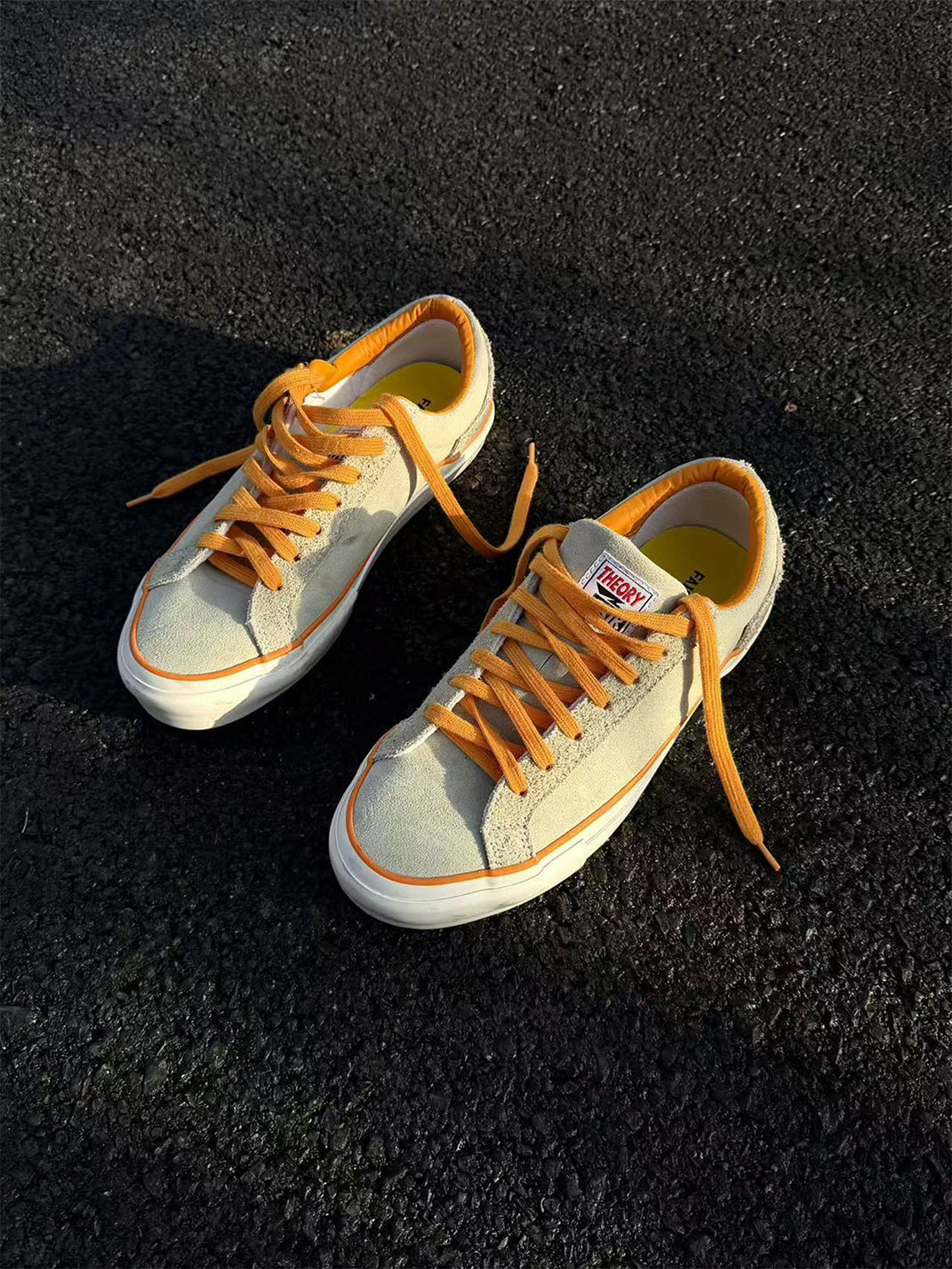 Orange-Laced Colorblock Suede Skate Shoes - View 8