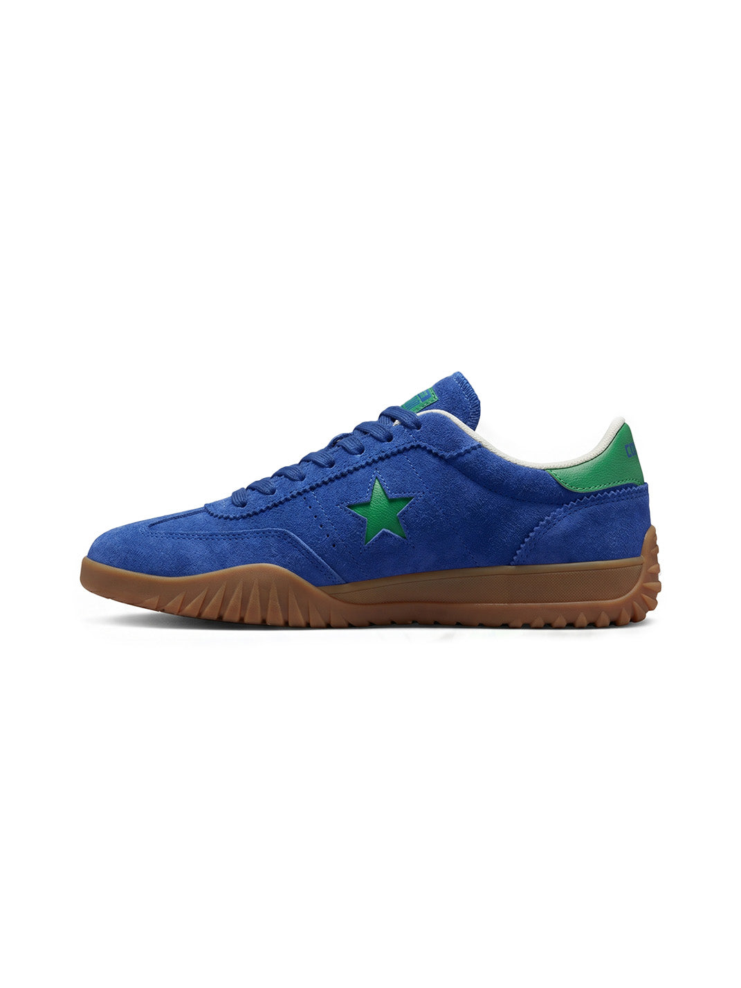 Star-Embroidered Blue Suede Gum Trainers