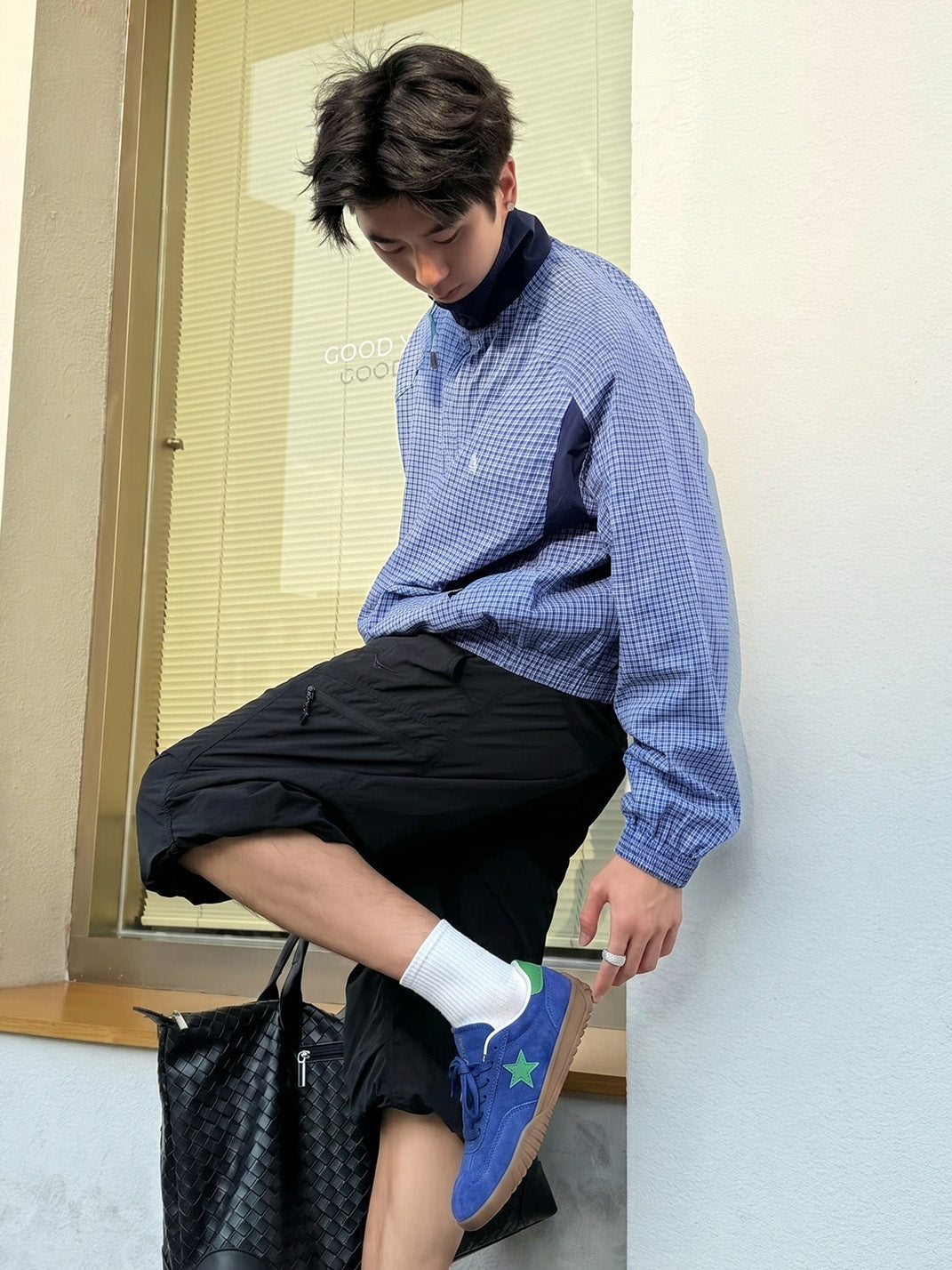 Star-Embroidered Blue Suede Gum Trainers - View 2