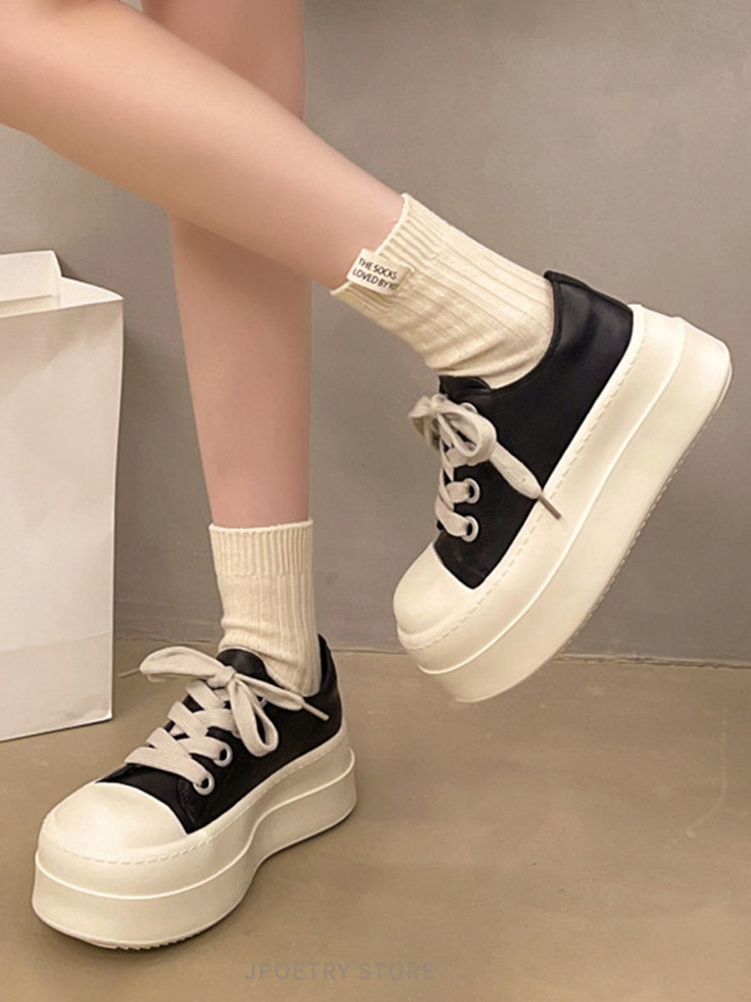 Oversized-Toe High-Low Platform Trainers - View 3