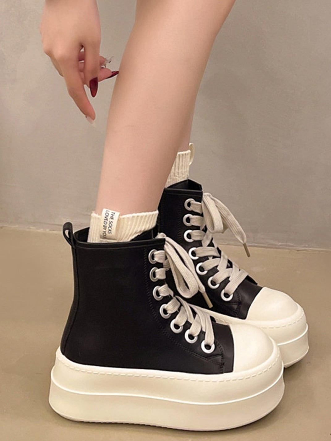 Oversized-Toe High-Low Platform Trainers - View 8
