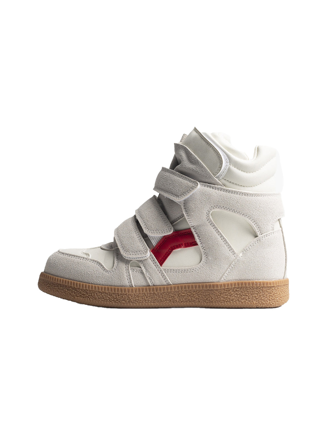 Multi-Strap Hidden-Wedge High-Top Sneakers