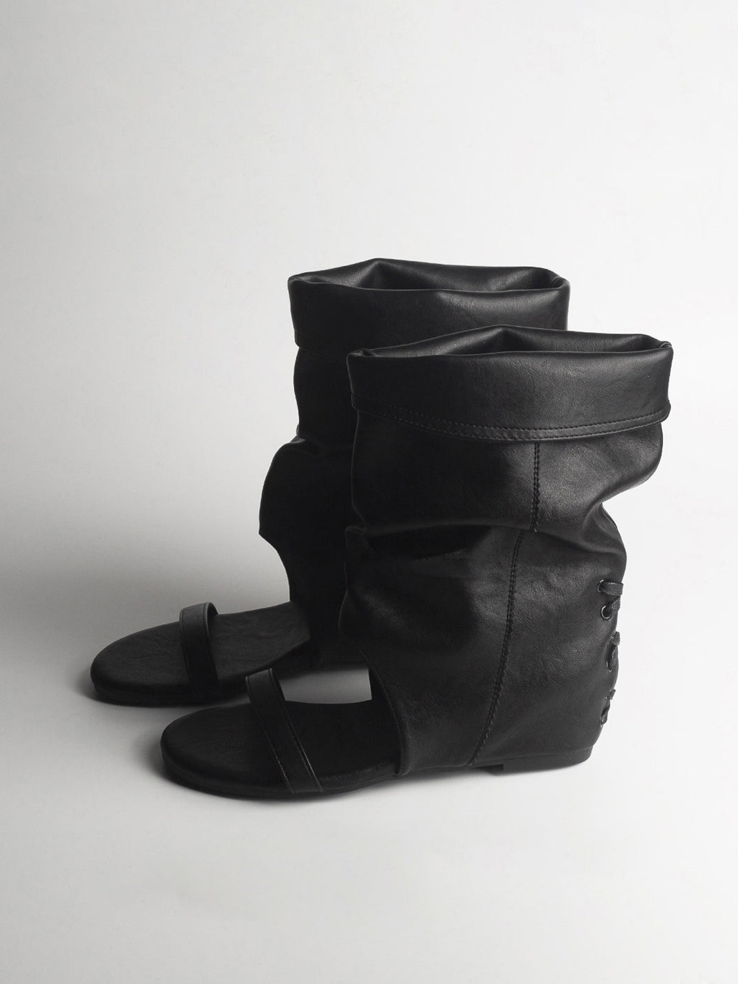 Open-Toe Slouch Ankle Boot Sandals - View 6