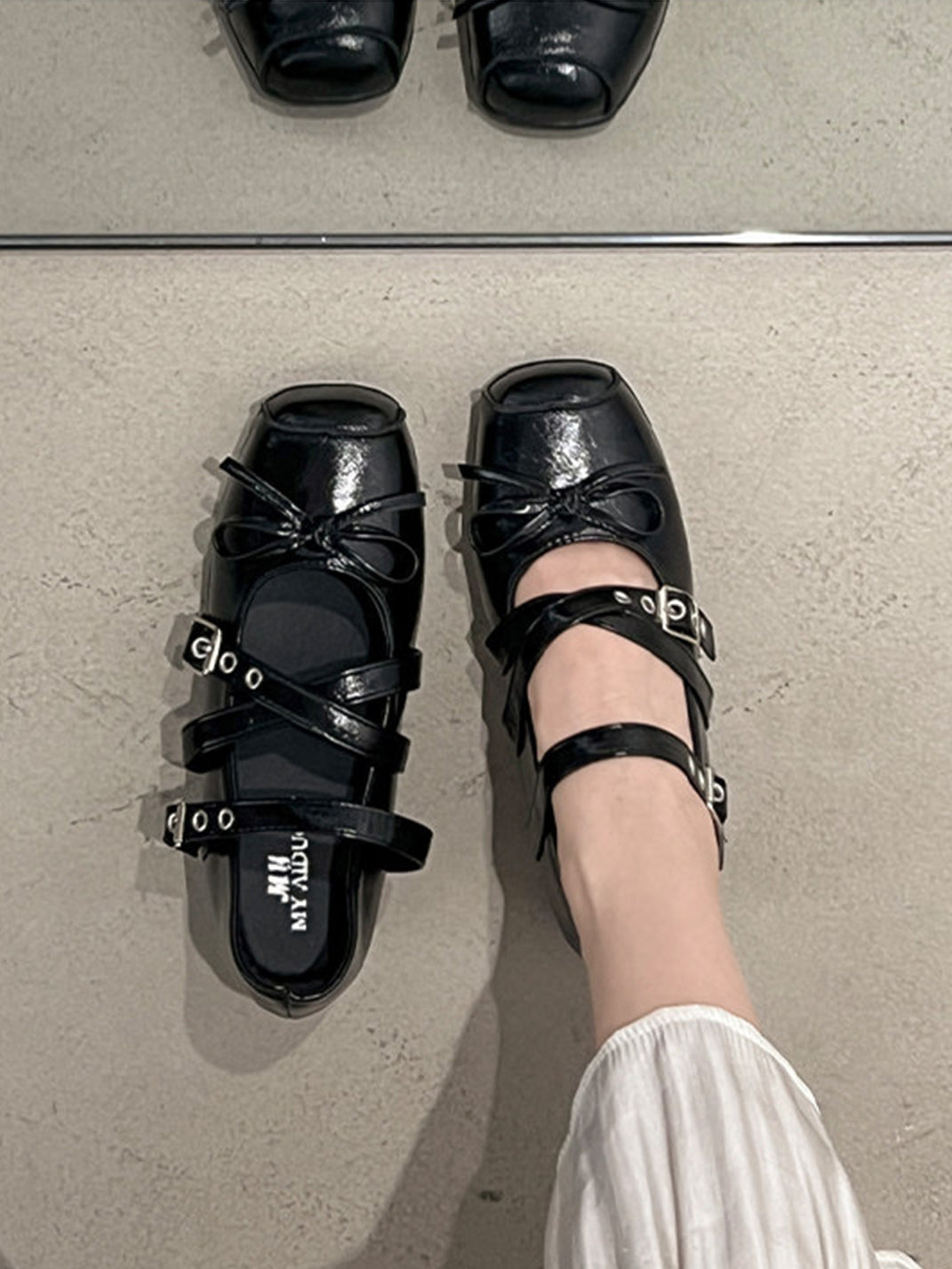 Square-Toe Multi-Strap Leather Mary Janes - View 5