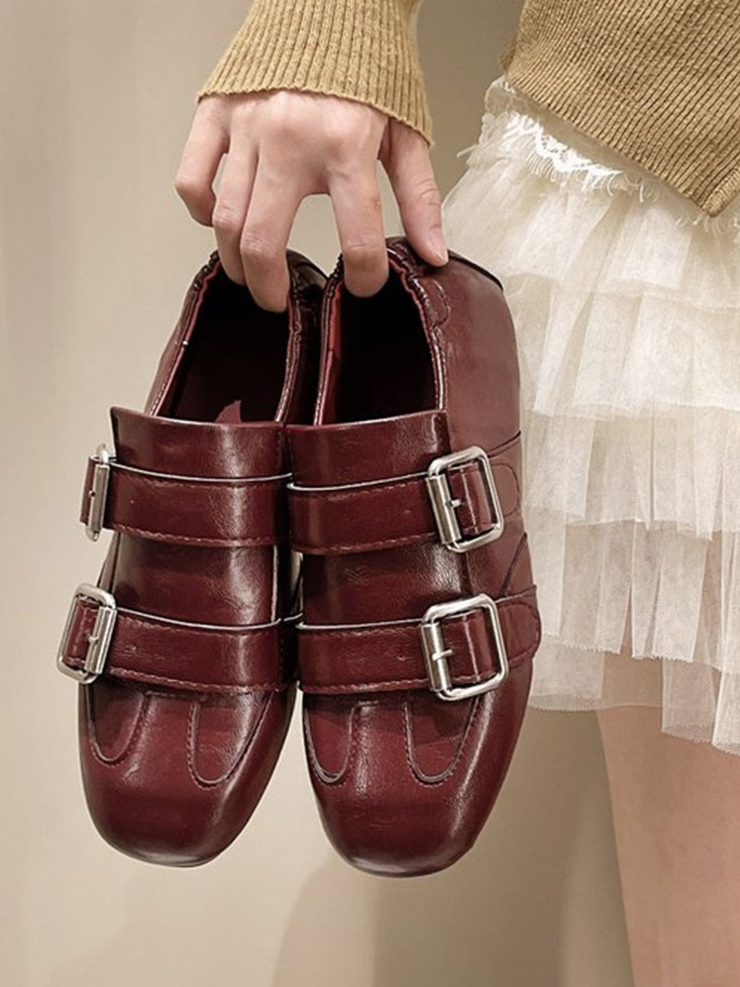Convertible Triple-Strap Leather Loafers - View 6