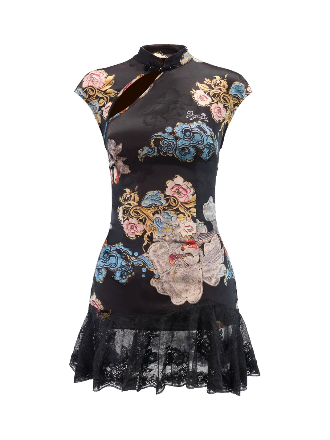 Floral Koi Lace-Up Mini Dress